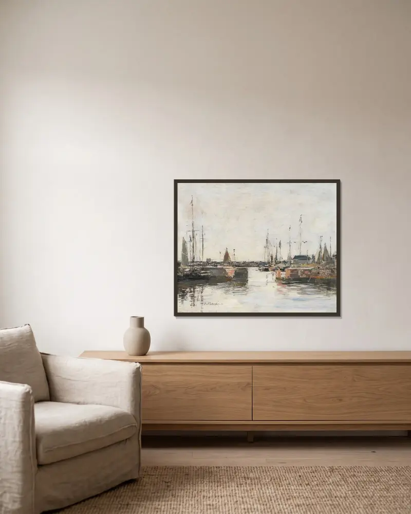 Le sas à Trouville av Eugène Boudin inramad på en vägg
