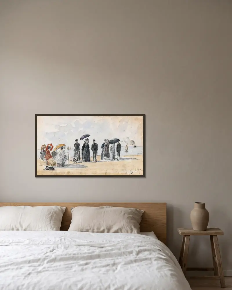 Les Crinolines von Eugène Boudin gerahmt an einer Wand