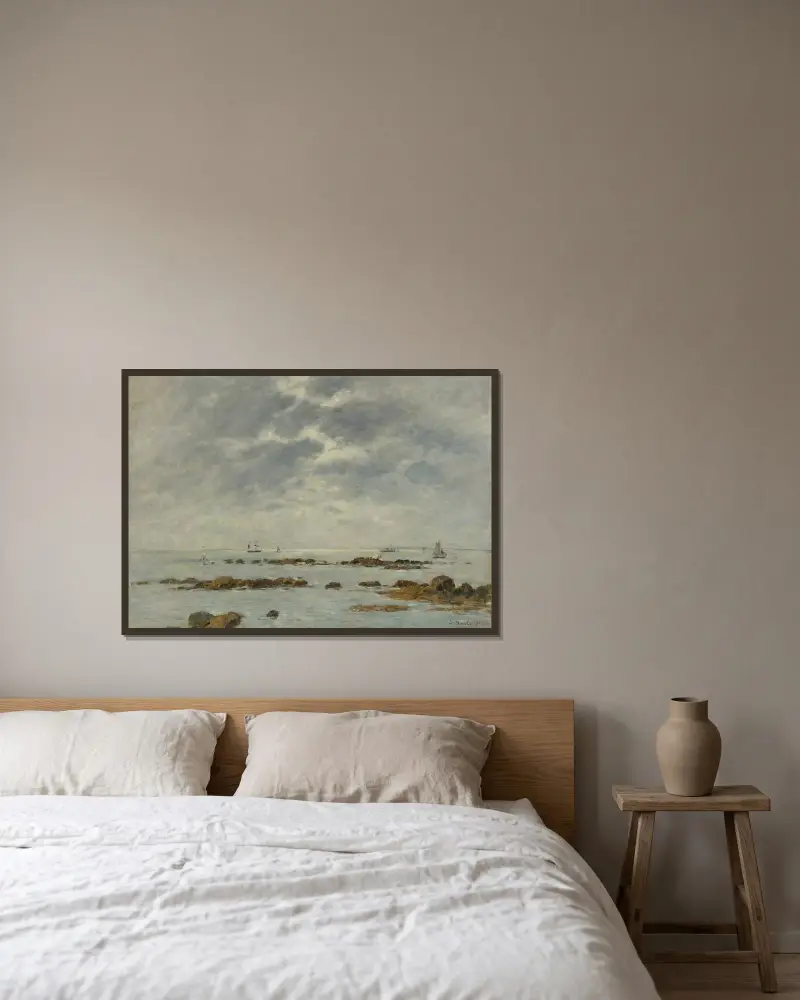 Marine À St. Vaast-La Hougue (Manche) av Eugène Boudin inramad på en vägg