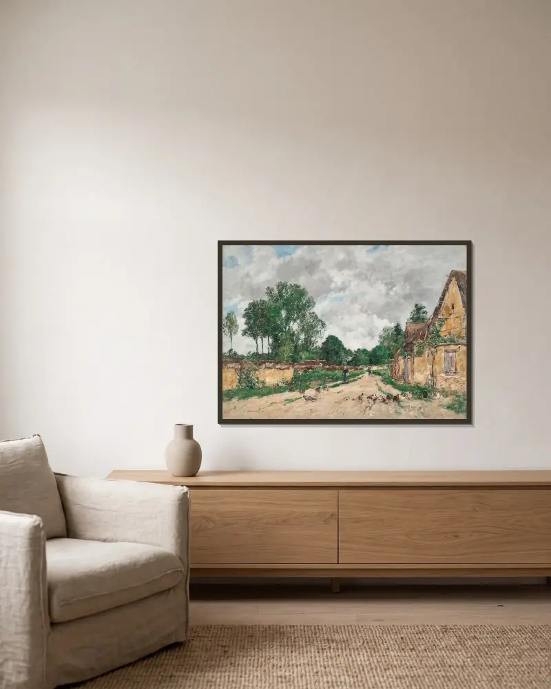 Oisème, byväg av Eugène Boudin inramad på en vägg