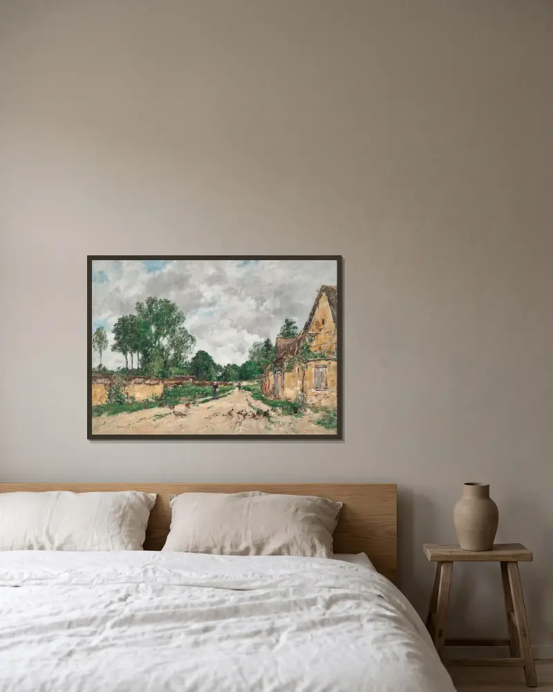 Oisème, byväg av Eugène Boudin inramad på en vägg