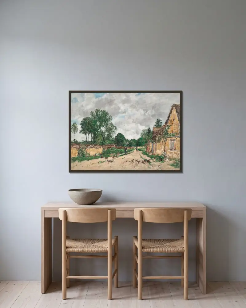 Oisème, byväg av Eugène Boudin inramad på en vägg