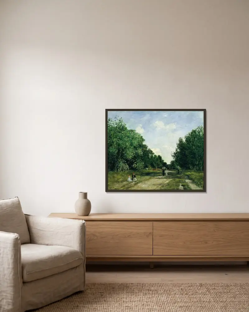 Parc Cordier i Trouville av Eugène Boudin inramad på en vägg