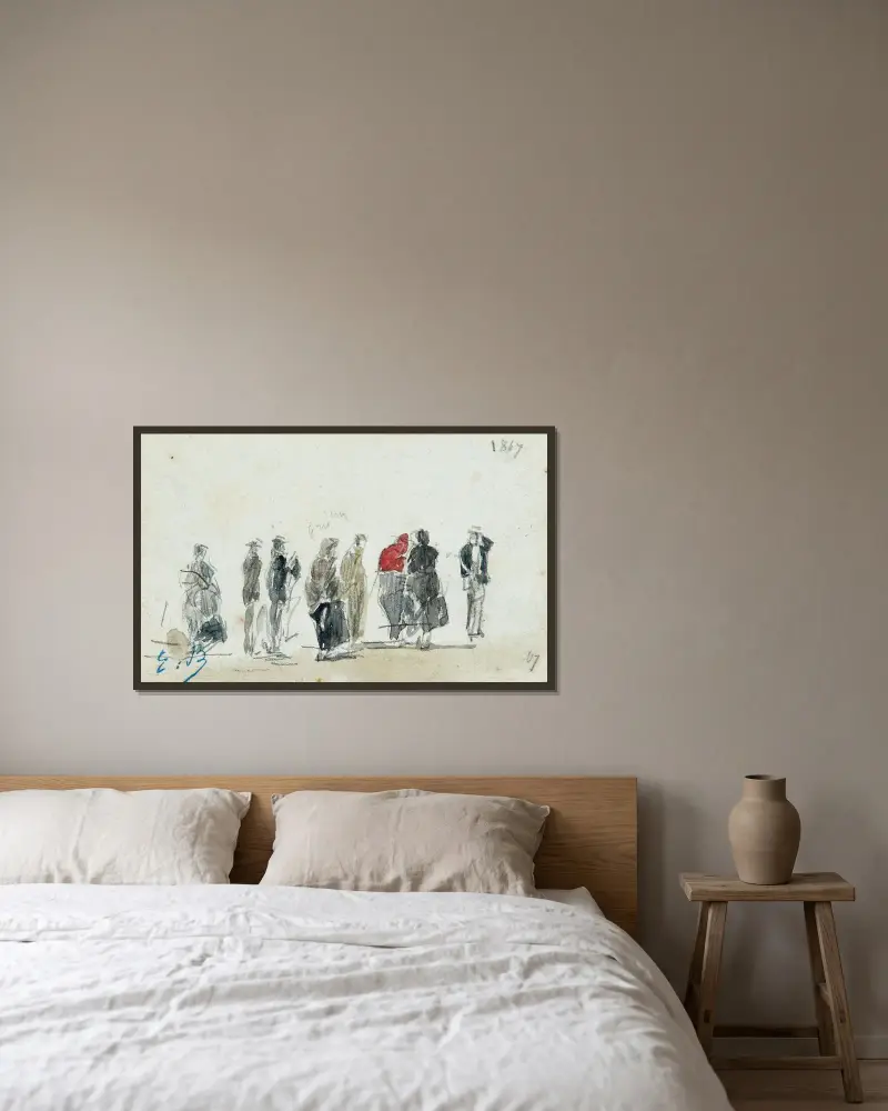 Personnages av Eugène Boudin inramad på en vägg