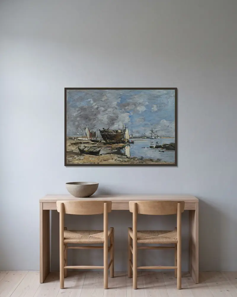 Plougastel, färjepassagen av Eugène Boudin inramad på en vägg
