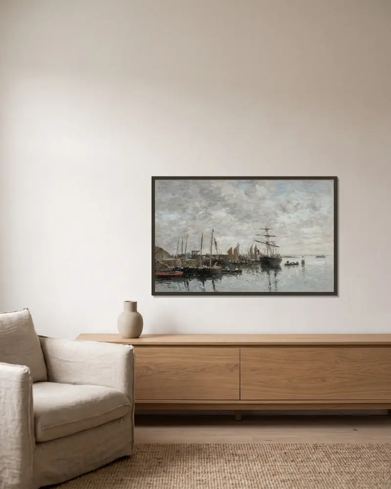 Portrieux, Le Port av Eugène Boudin inramad på en vägg