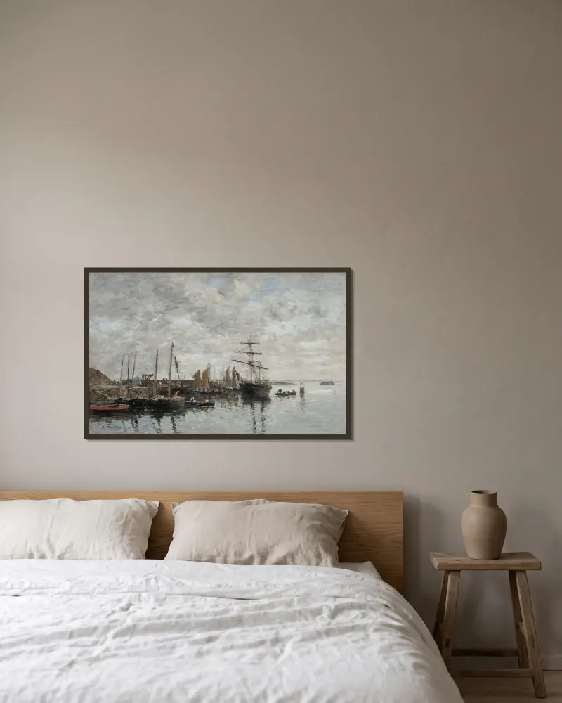 Portrieux, Le Port av Eugène Boudin inramad på en vägg