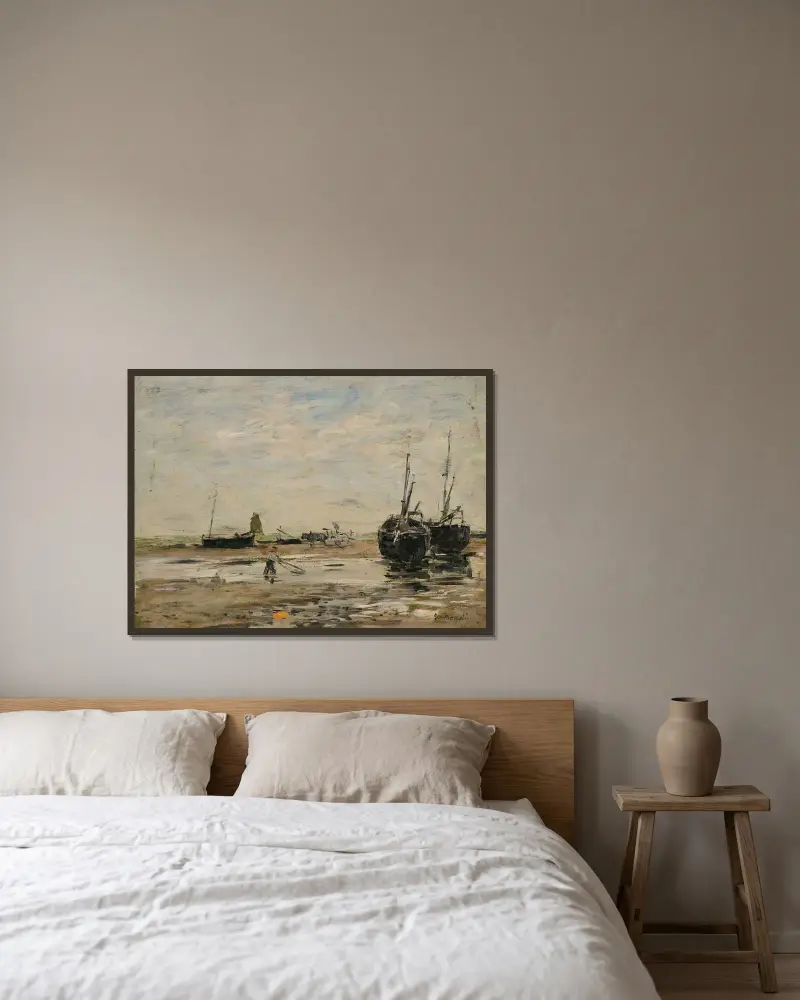 Rivage De Berk, Marée Basse av Eugène Boudin inramad på en vägg