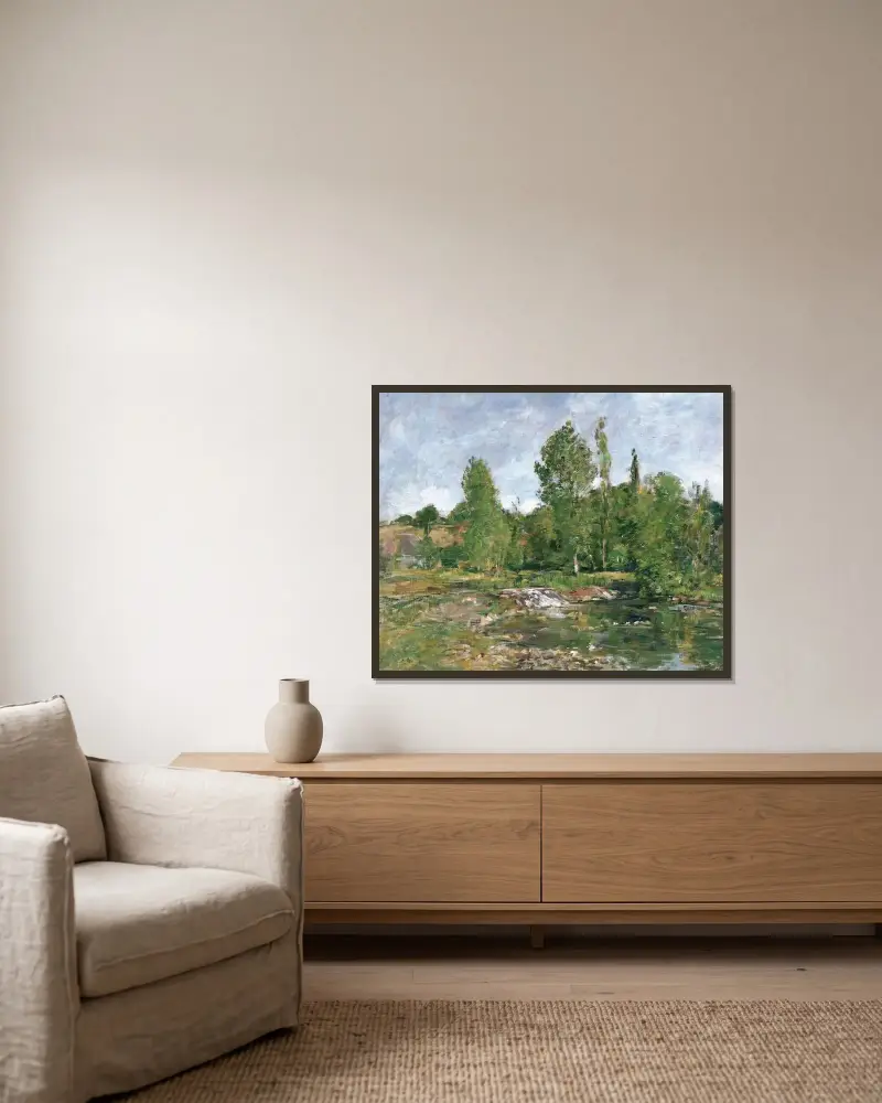 Saint-Cenery, L’étang av Eugène Boudin inramad på en vägg