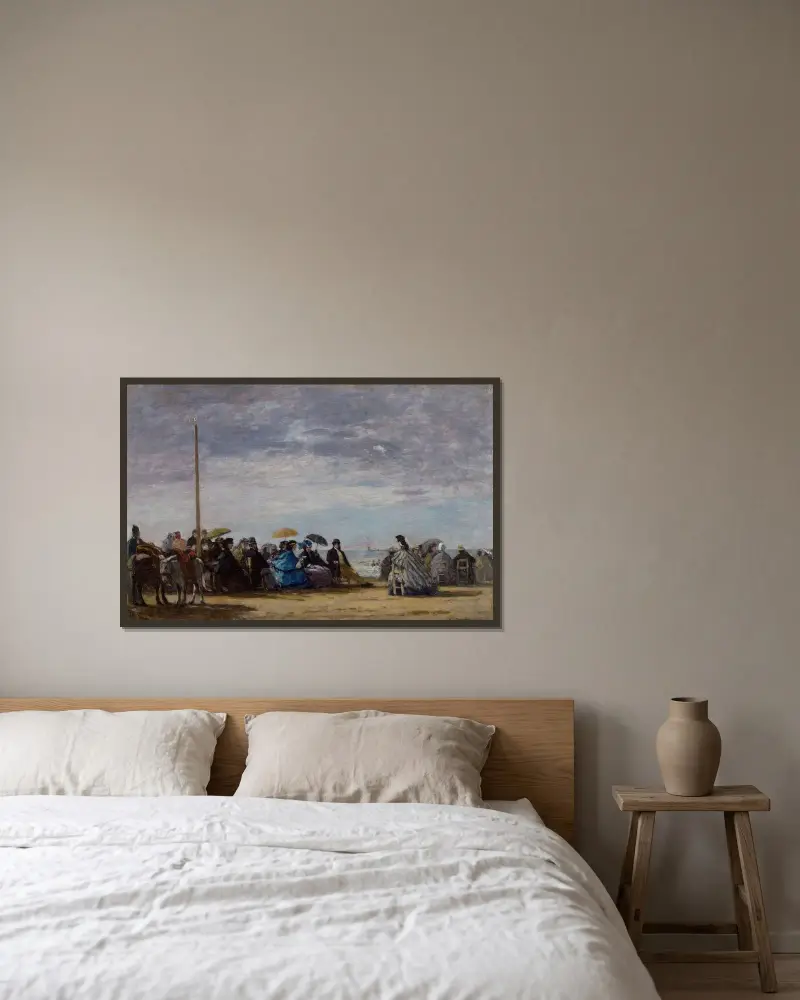 Stranden av Eugène Boudin inramad på en vägg
