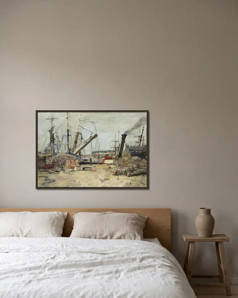 Trålarna av Eugène Boudin inramad på en vägg