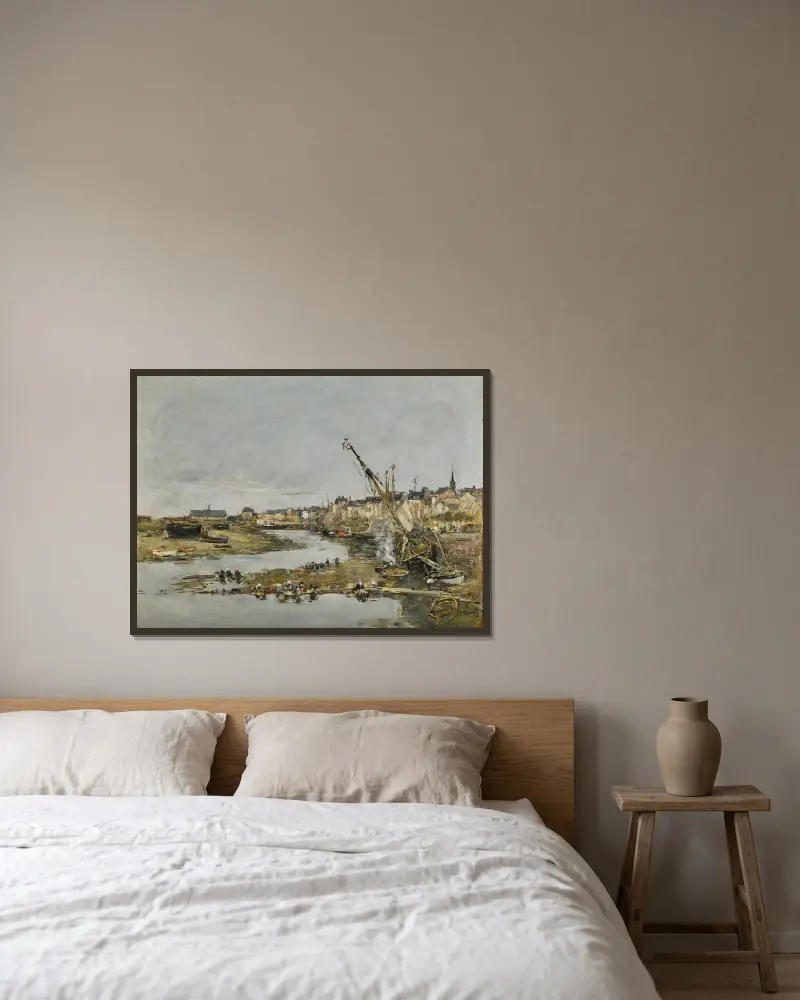Trouville. Hamnen av Eugène Boudin inramad på en vägg