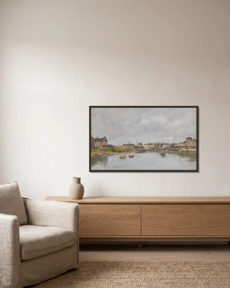 Trouville, Le Port av Eugène Boudin inramad på en vägg
