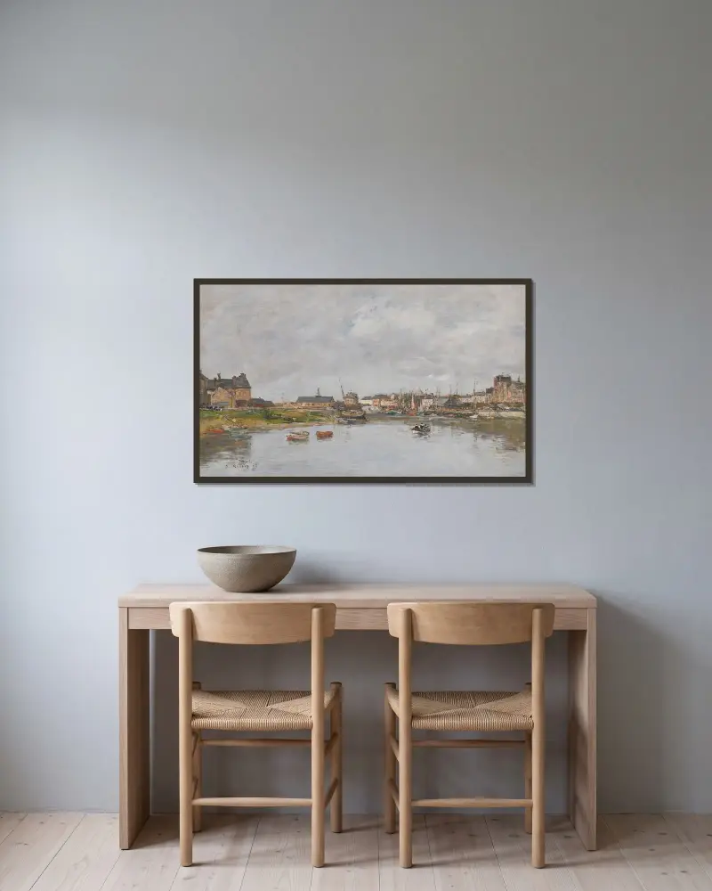 Trouville, Le Port av Eugène Boudin inramad på en vägg