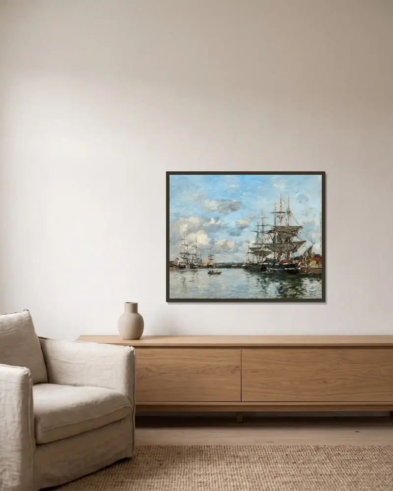Trouville, Le port av Eugène Boudin inramad på en vägg