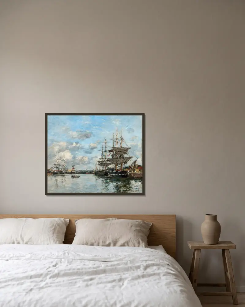 Trouville, Le port av Eugène Boudin inramad på en vägg