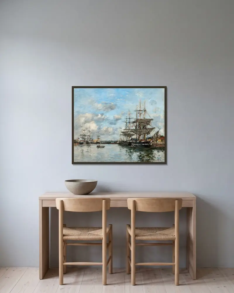 Trouville, Le port av Eugène Boudin inramad på en vägg