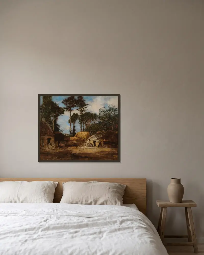 En bretagnisk gård av Eugène Boudin inramad på en vägg