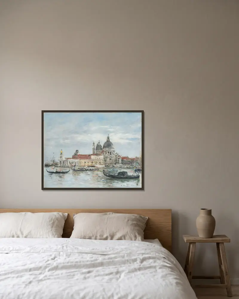 Venedig. La Salute. Tullhuset av Eugène Boudin inramad på en vägg
