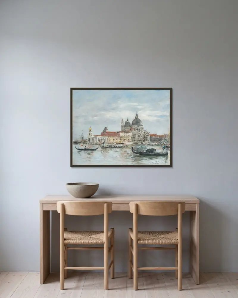 Venedig. La Salute. Tullhuset av Eugène Boudin inramad på en vägg