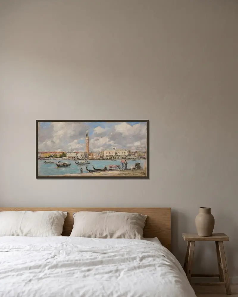 Venedig. San Giorgio av Eugène Boudin inramad på en vägg