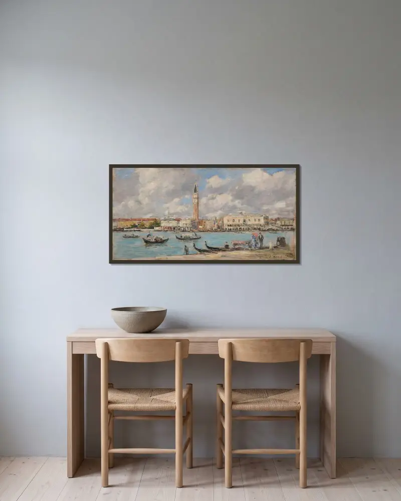 Venedig. San Giorgio av Eugène Boudin inramad på en vägg