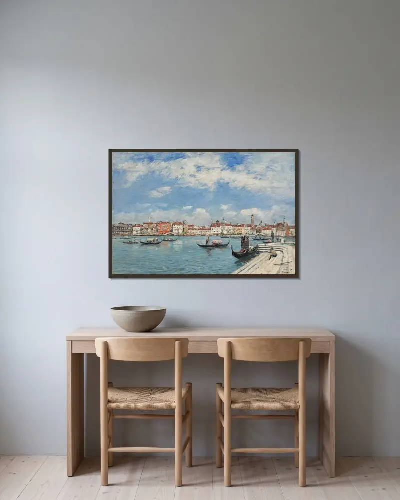 Venedig, vy från San Giorgio av Eugène Boudin inramad på en vägg