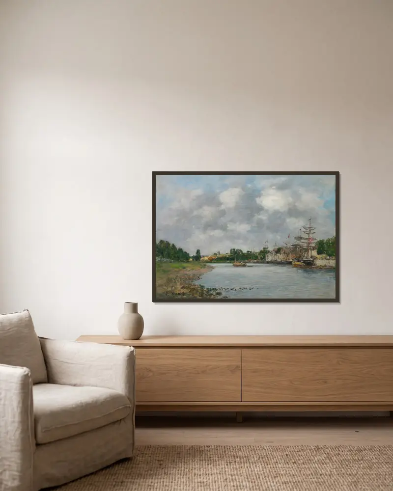 View of the Port of Saint-Valéry-sur-Somme av Eugène Boudin inramad på en vägg