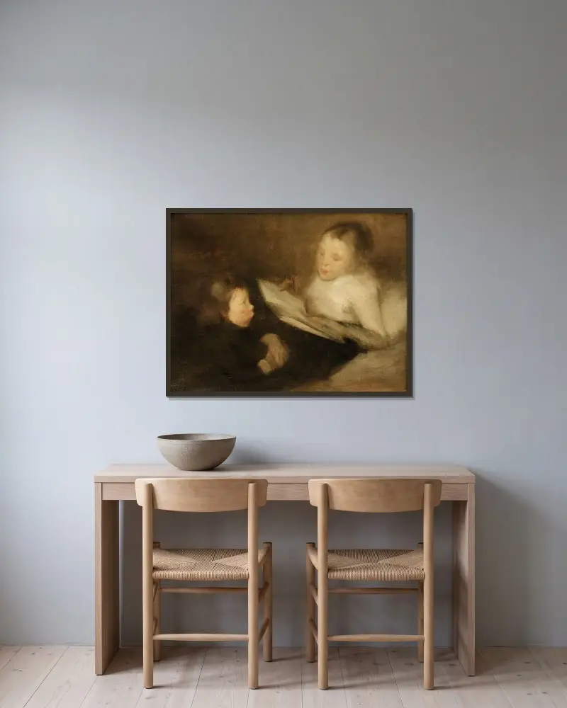 En fin berättelse av Eugène Carriere inramad på en vägg