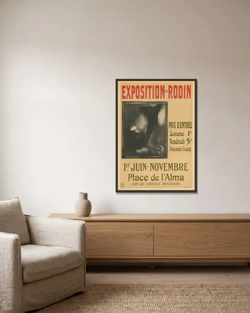 Exposition Rodin av Eugène Carriere inramad på en vägg