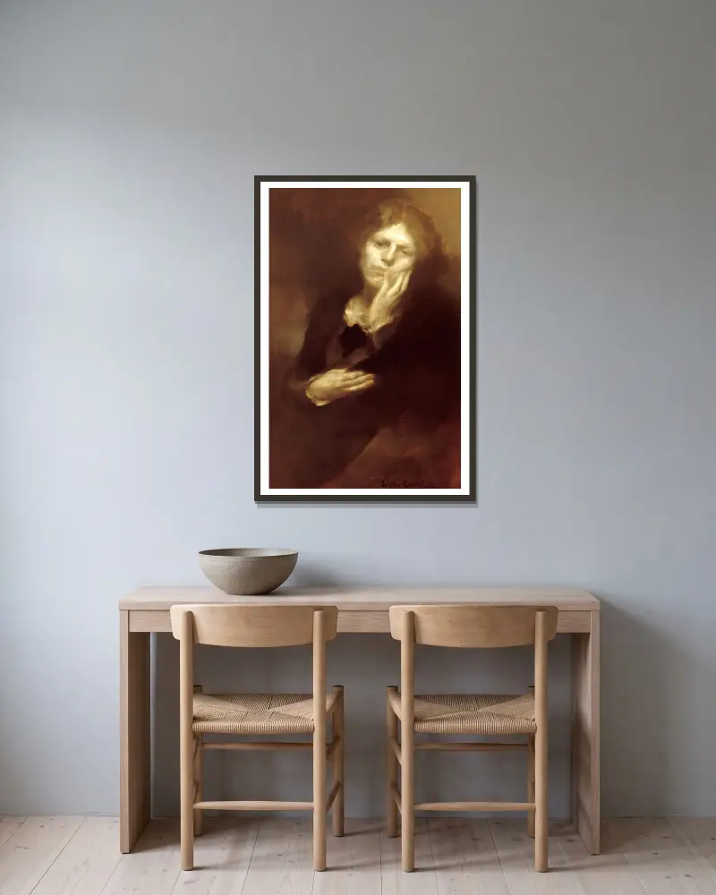 Fantine verlassen von Eugène Carriere gerahmt an einer Wand