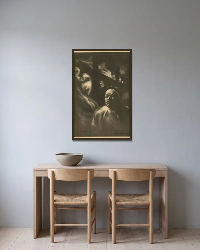 Gruvarbetaren av Eugène Carriere inramad på en vägg