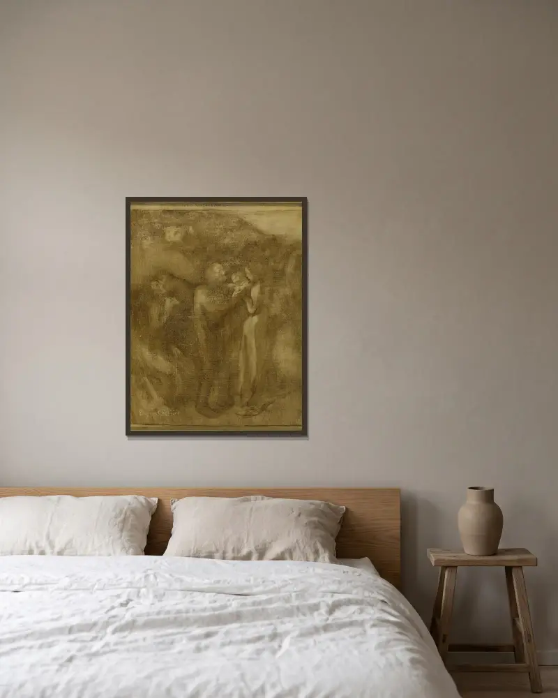 Die Alten von Eugène Carriere gerahmt an einer Wand