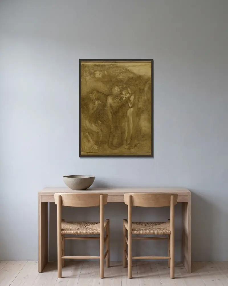 Die Alten von Eugène Carriere gerahmt an einer Wand