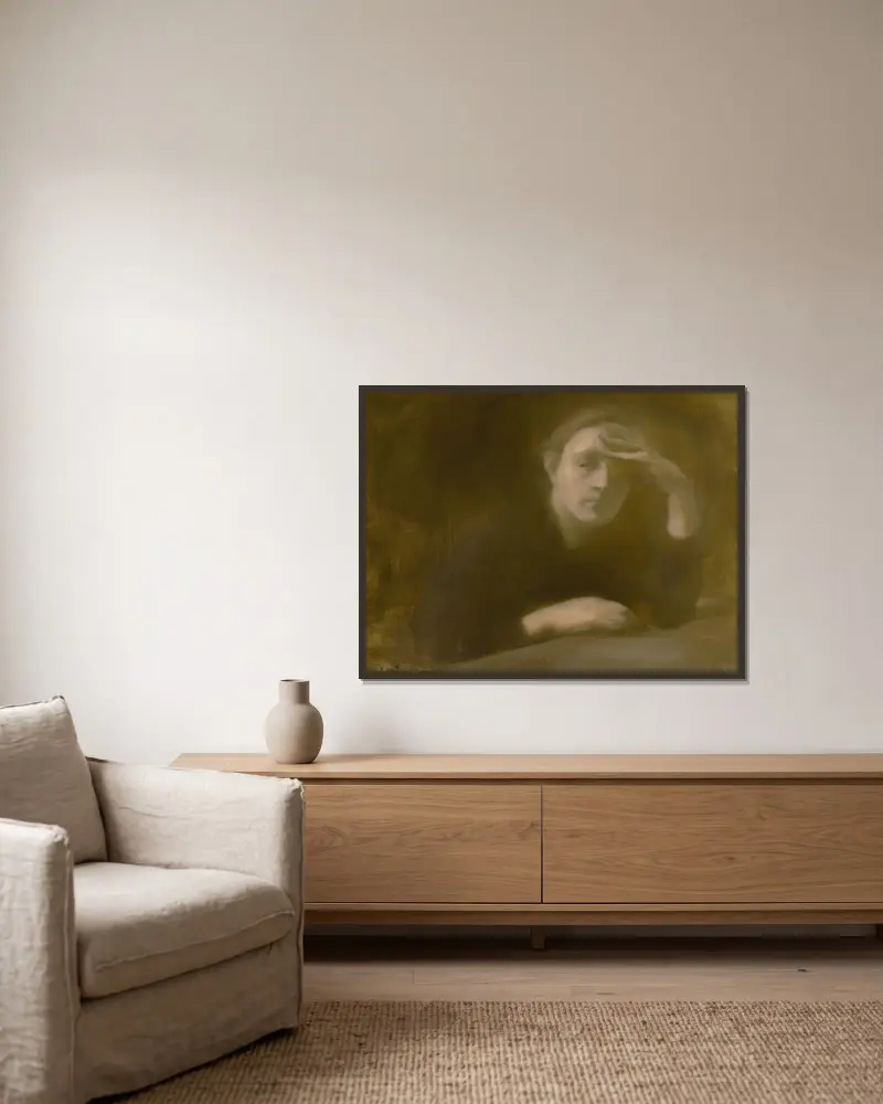 Meditace, Eugène Carriere v rámu na stěně