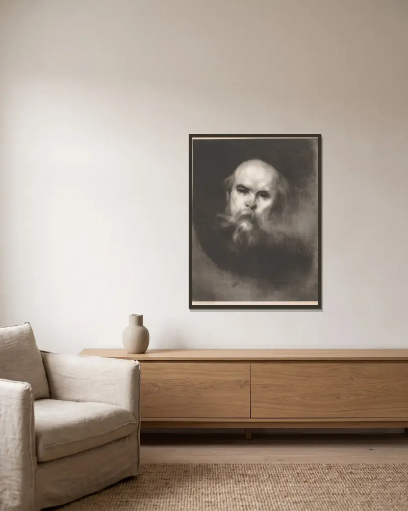 Paul Verlaine von Eugène Carriere gerahmt an einer Wand