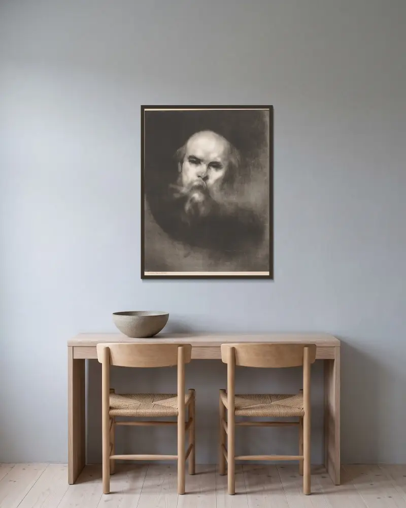Paul Verlaine von Eugène Carriere gerahmt an einer Wand