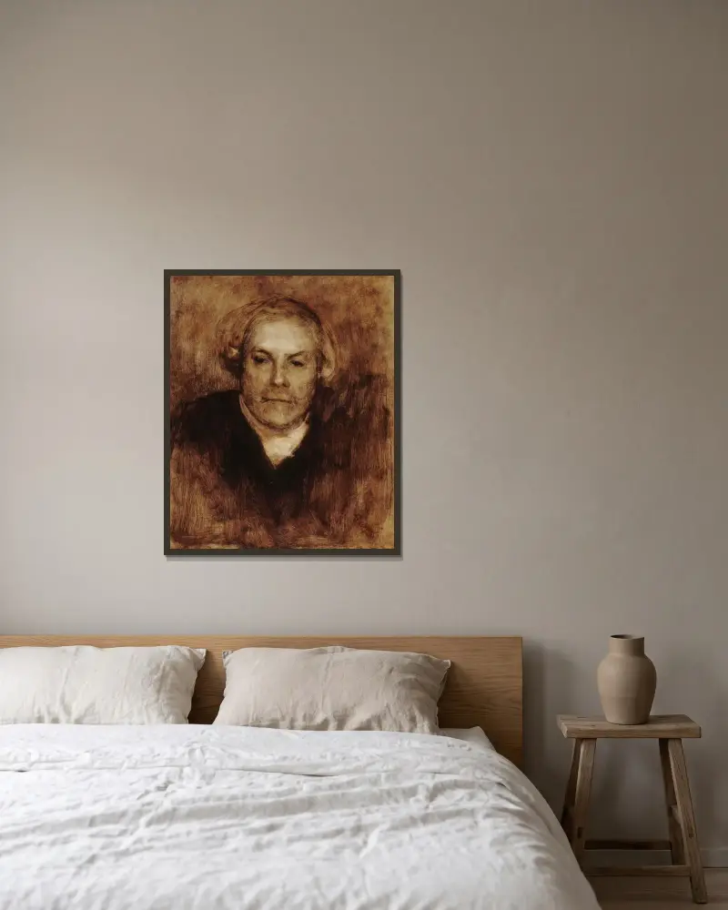 Porträtt av Edmond de Goncourt (1822–1896), författare av Eugène Carriere inramad på en vägg
