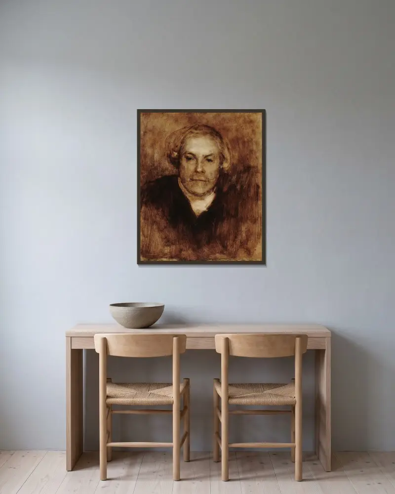 Porträtt av Edmond de Goncourt (1822–1896), författare av Eugène Carriere inramad på en vägg
