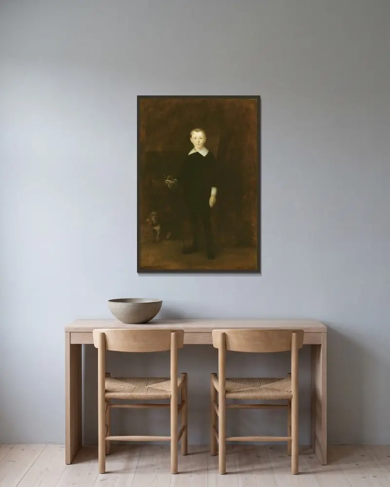Porträtt av en pojke av Eugène Carriere inramad på en vägg