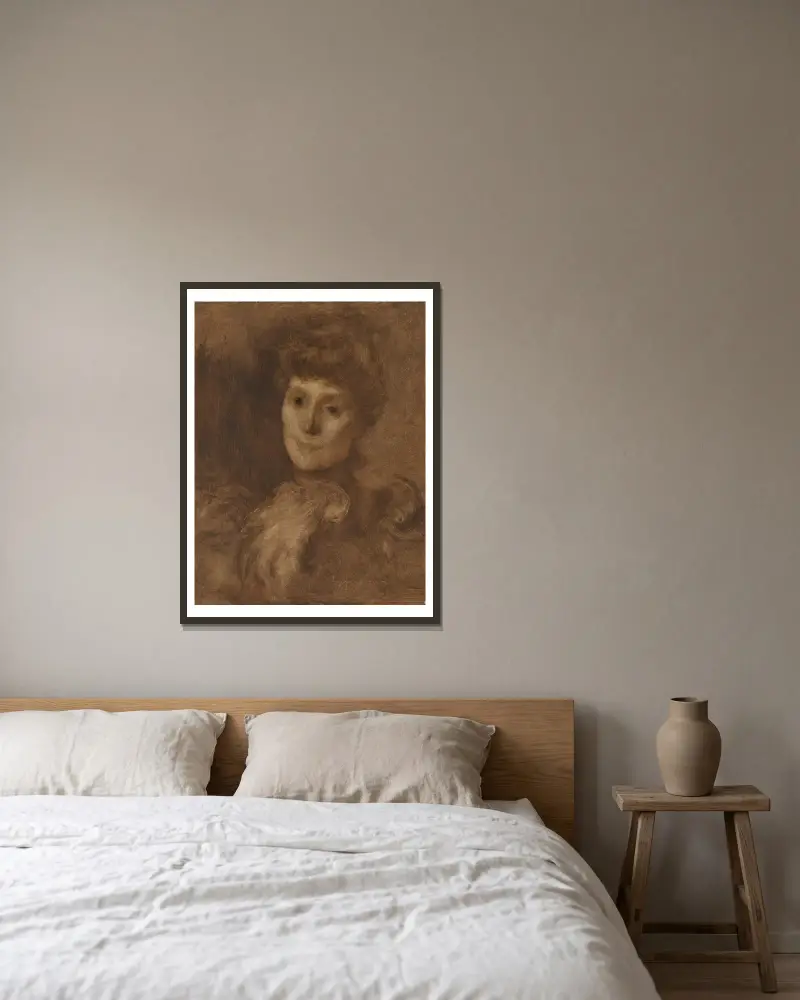 Portrait of a Woman av Eugène Carriere inramad på en vägg
