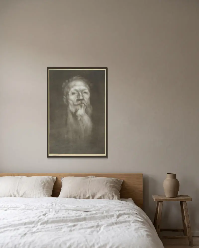 Porträtt av Auguste Rodin av Eugène Carriere inramad på en vägg