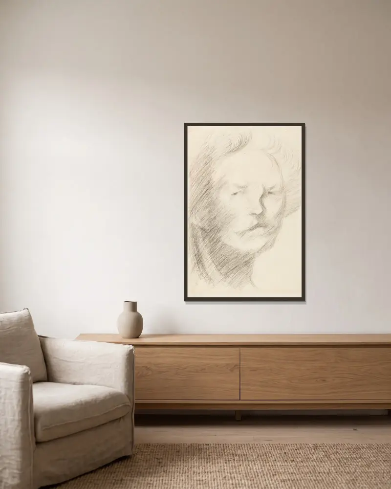 Selbstporträt, 1903 von Eugène Carriere gerahmt an einer Wand