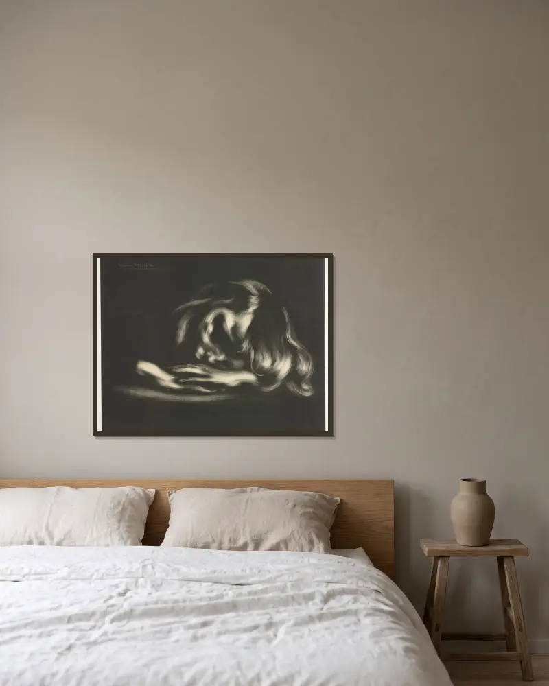 Schlaf (Jean-René Carrière) von Eugène Carriere gerahmt an einer Wand