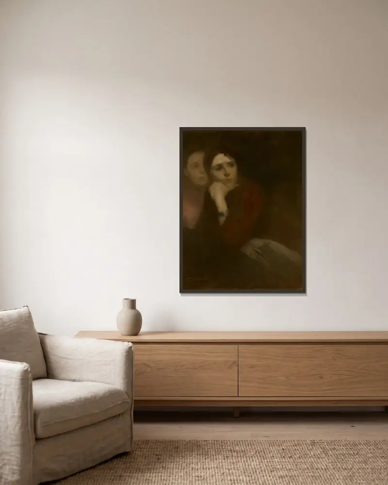 Zwei Frauen von Eugène Carriere gerahmt an einer Wand