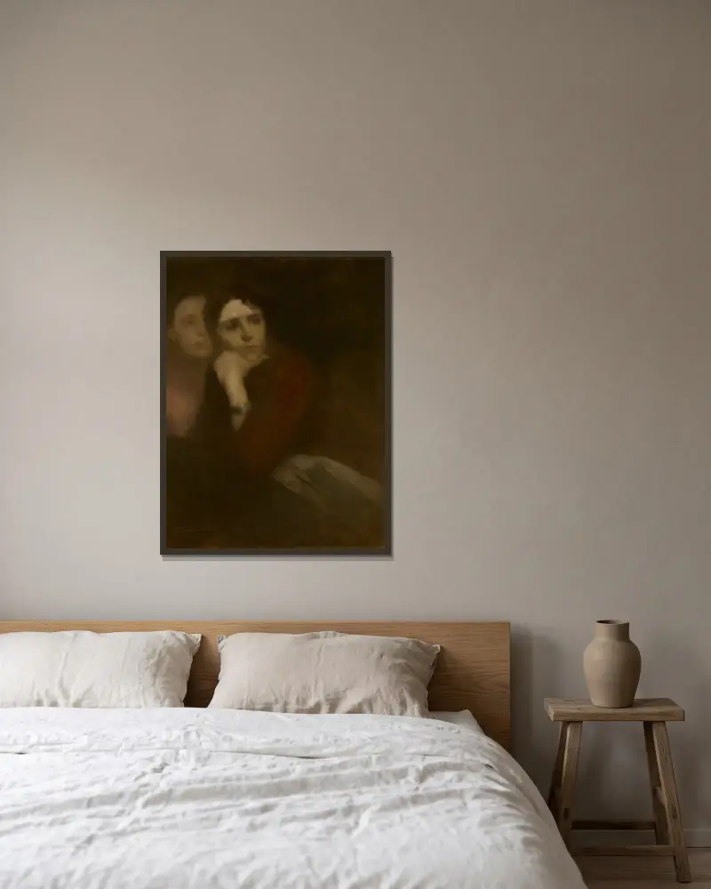 Zwei Frauen von Eugène Carriere gerahmt an einer Wand
