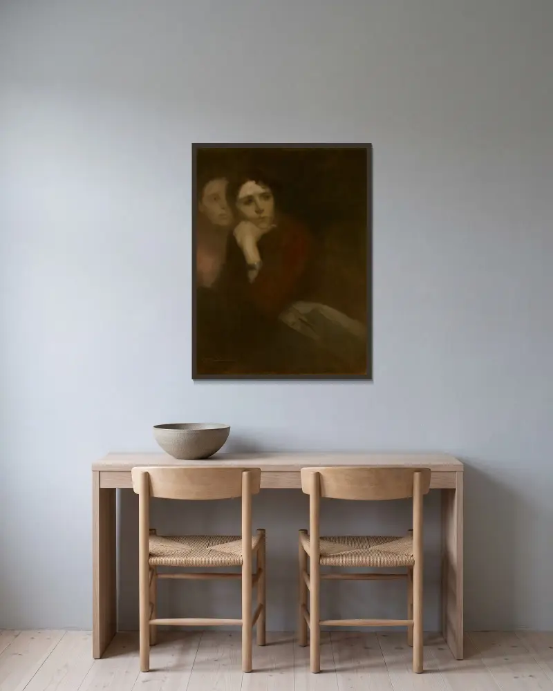 Zwei Frauen von Eugène Carriere gerahmt an einer Wand