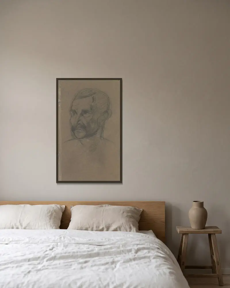 Hlava muže, Eugène Delacroix v rámu na stěně