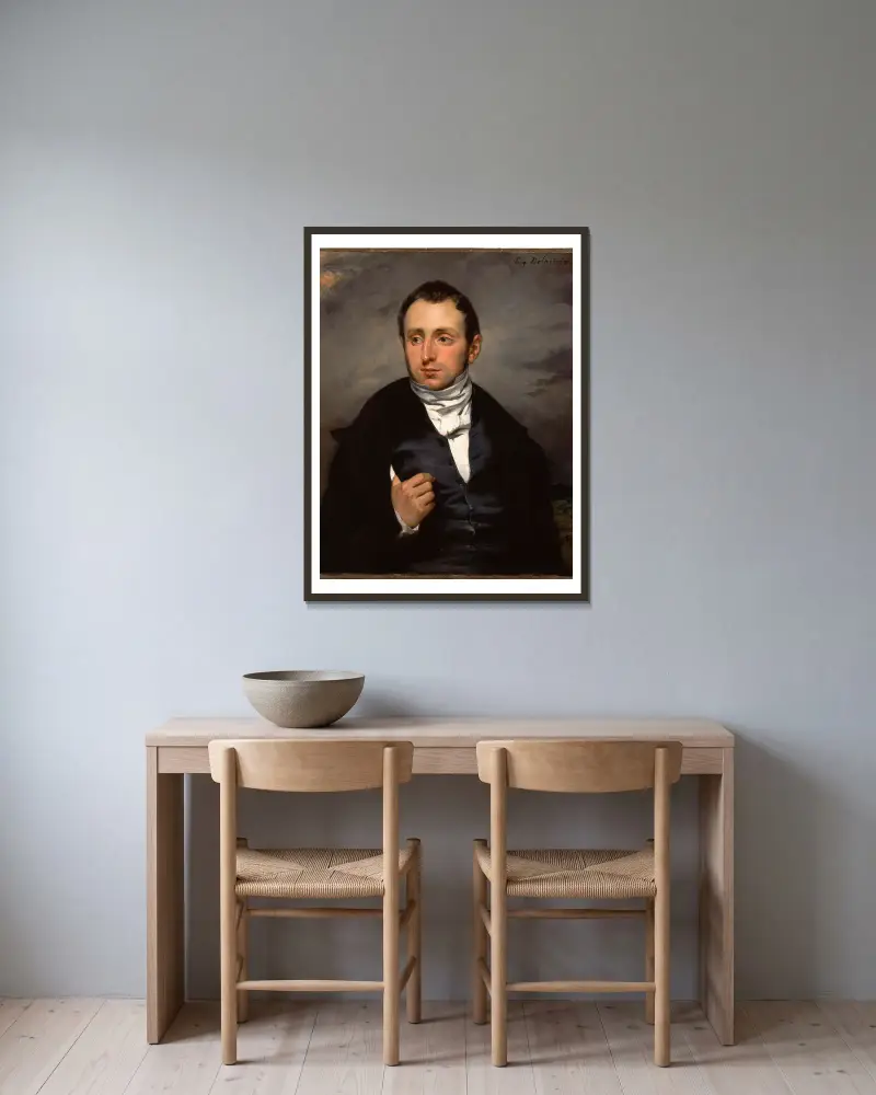A Portrait of Dr. François-Marie Desmaisons av Eugène Delacroix inramad på en vägg