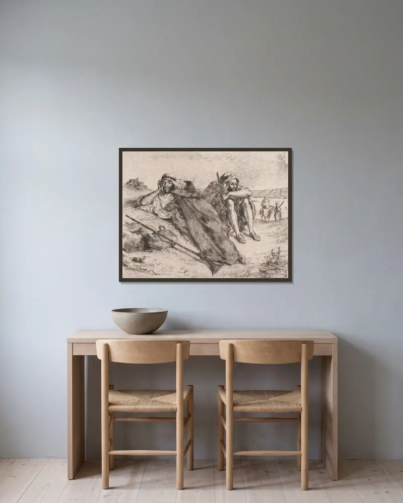 Arabere fra Oran av Eugène Delacroix inramad på en vägg